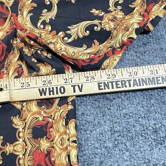 Baroque Gold Shirt Mens 4X Black Gold Crowns Chain Rose Filigree Button Up - Picture 7 of 9